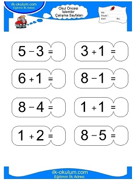Çocuklar İçin toplam işlemi yaprak testleri 